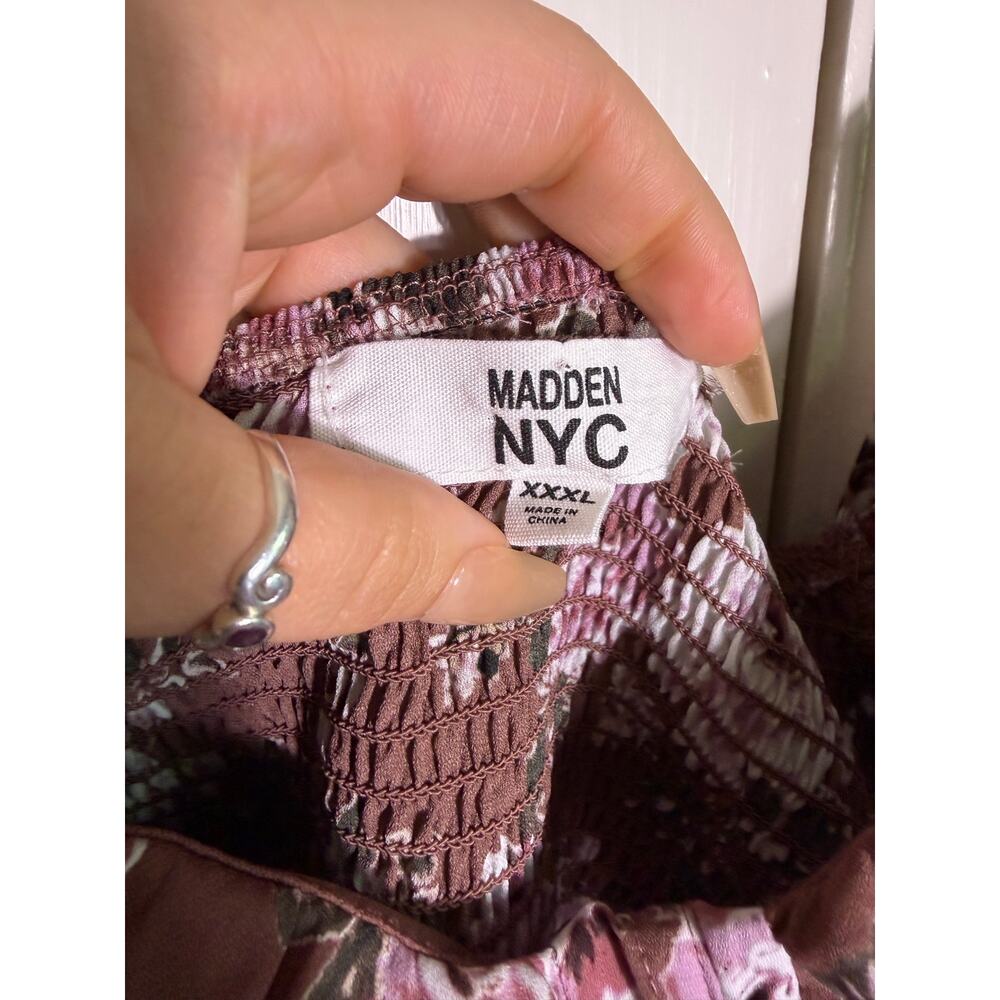 Madden NYC 3X Floral Corset Top Brown Pink Ruched Bustier Long Sleeve Blouse - Picture 4 of 10